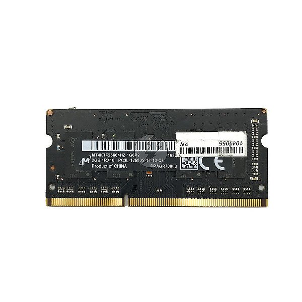 Memória RAM Micron MT4KTF25664HZ: DDR3L, 2GB, 1Rx16, 1600S, SODIMM