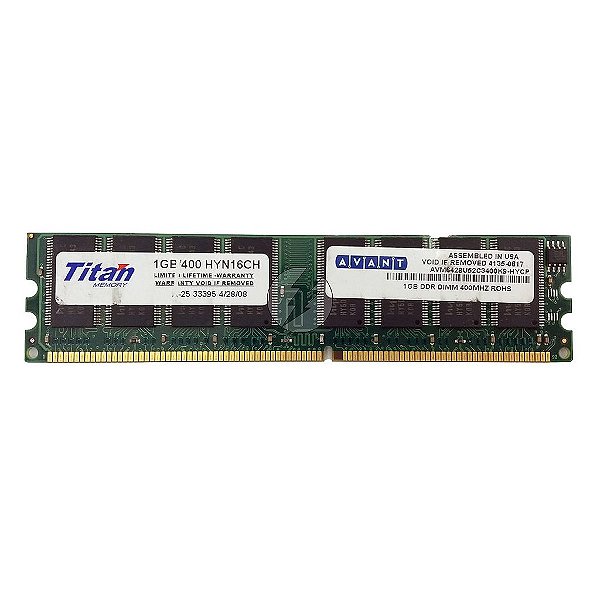 Memória RAM Avant AVM6428U52C3400K9-HYCP: DDR1, 1GB, Rx, 400, UDIMM