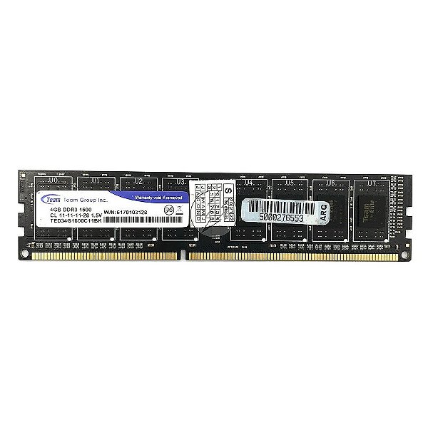Memória RAM Team TED34G1600C11BK: DDR3, 4GB, 2Rx8, 1600, UDIMM