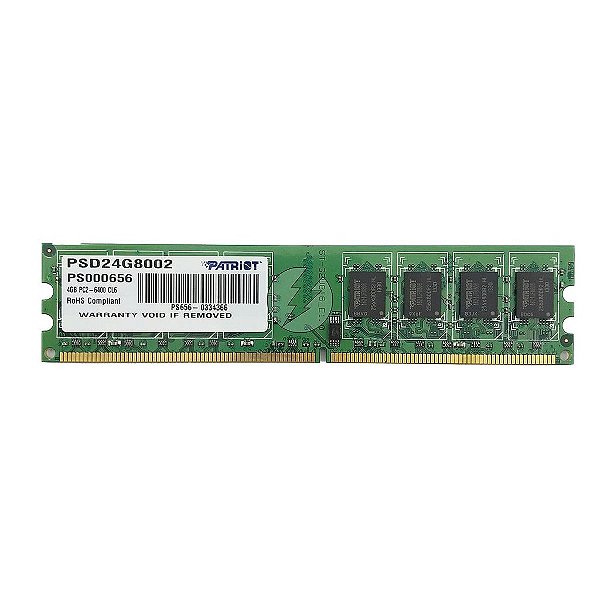 Memória RAM Patriot PSD24G8002 PS000656: DDR2, 4GB, 800, UDIMM