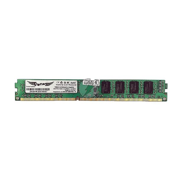 Memória RAM Tronos TRS1333D3CL9/4GK Chip Elpida: DDR3, 4GB, 1333, UDIMM, VLP