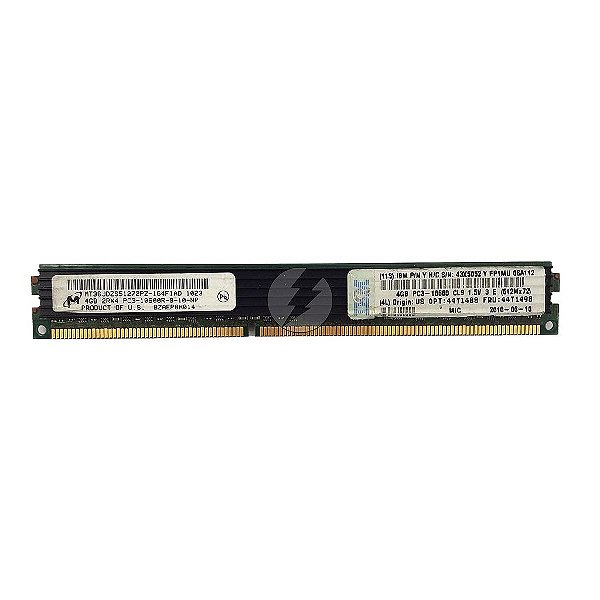 Memória RAM Micron MT36JDZS51272PZ-1G4F1 43X5052 44Y1498: DDR3, 4GB, 2Rx4, 1333R, RDIMM, VLP