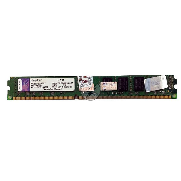 Memória RAM Kingston KVR1333D3N9/4G-SP Chip Kingston: DDR3, 4GB, 2Rx8, 1333, UDIMM, VLP
