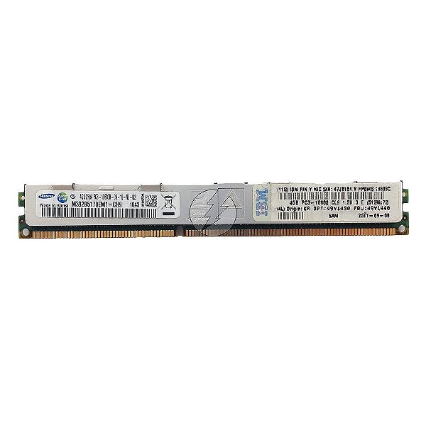 Memória RAM Samsung M392B5170EM1-CH9 47J0151 49Y1440: DDR3, 4GB, 2Rx4, 1333R, RDIMM, VLP