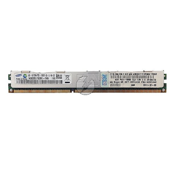 Memória RAM Samsung M392B5170EM1-YH9 43X5317 49Y1440: DDR3L, 4GB, 2Rx4, 1333R, RDIMM, VLP