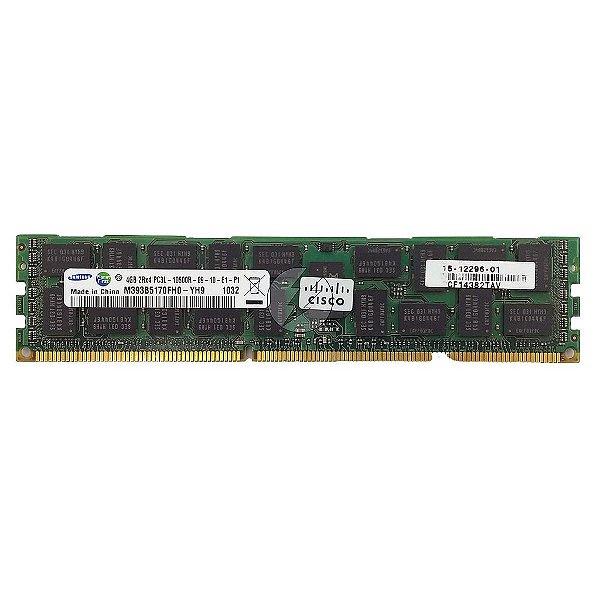 Memória RAM Samsung M393B5170FH0-YH9 15-12296-01: DDR3L, 4GB, 2Rx4, 1333R, RDIMM