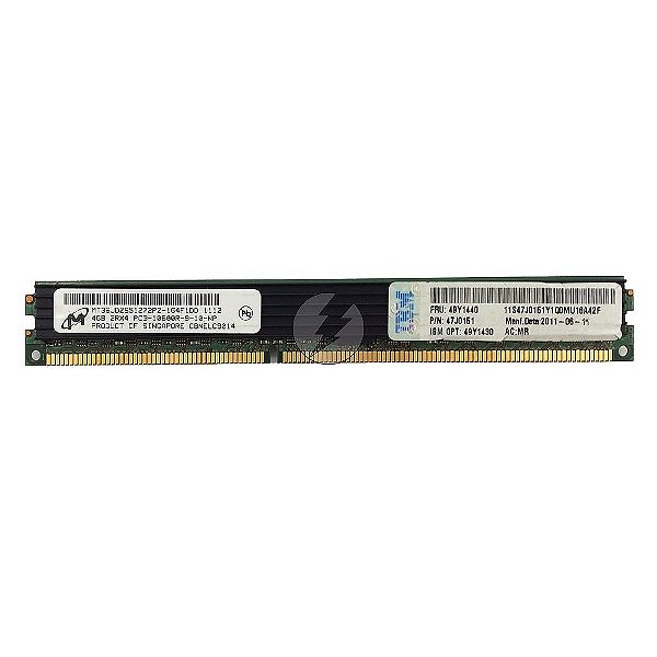 Memória RAM Micron MT36JDZS51272PZ 47J0151 49Y1440: DDR3, 4GB, 2Rx4, 1333R, RDIMM, VLP