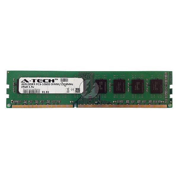 Memória RAM A-TECH: DDR3, 4GB, 2Rx8, 1333, UDIMM