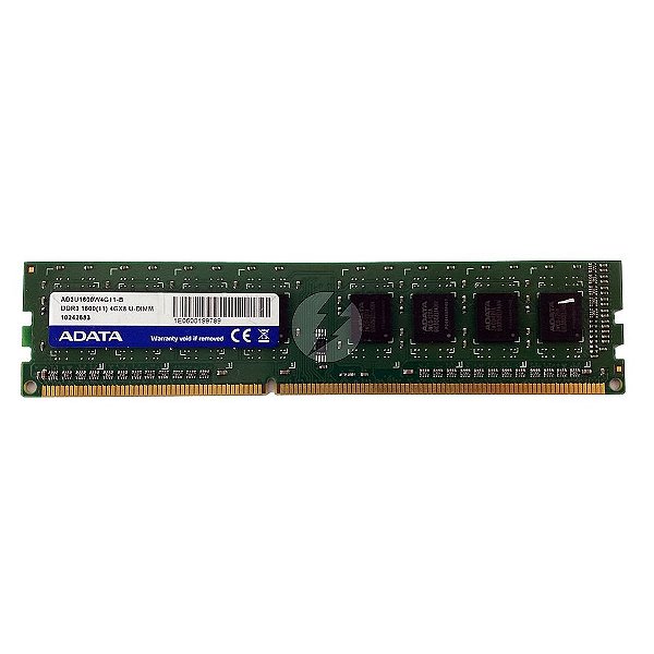 Memória RAM Adata AD3U1600W4G11-B: DDR3, 4GB, 4Gx8, 1600, UDIMM