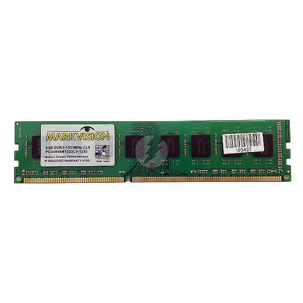 Memória RAM MarkVision PC34096M1333C9-1233: DDR3, 4GB, Rx, 1333, UDIMM