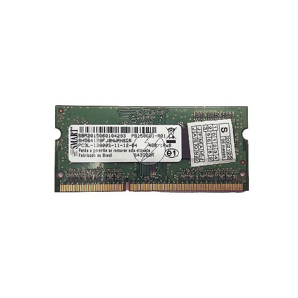 Memória RAM SMART SH564128FJ8NWRNSQR S43Q02R: DDR3L, 4GB, 1Rx8, 1600S, SODIMM