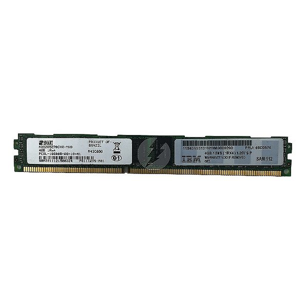 Memória RAM SMART M392B5270CH0-YH9 R43C03G 46C0575 43X5313: DDR3L, 4GB, 1Rx4, 1333MHz, 10600R, RDIMM, VLP
