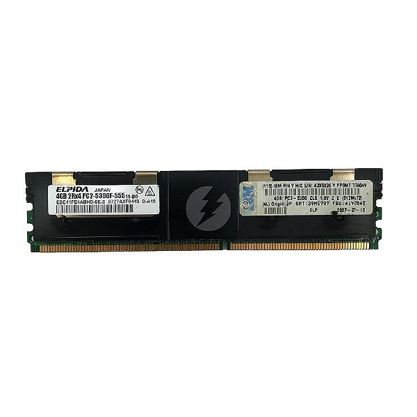 Memória RAM Elpida EBE41FE4ABHD-6E-E 43X5026 41Y2845: DDR2, 4GB, 2Rx4, 667MHz, 5300F, FBDIMM