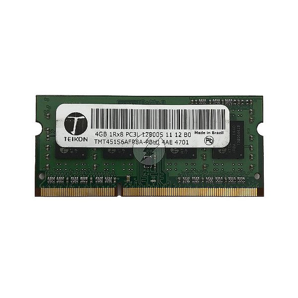 Memória RAM Teikon TMT451S6AFR8A-PBHJ: DDR3L, 4GB, 1Rx8, 1600S, SODIMM