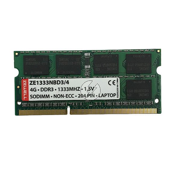 Memória RAM Zewell ZE1333NBD3/4: DDR3L, 4GB, Rx, 1333MHz, 10600, SODIMM