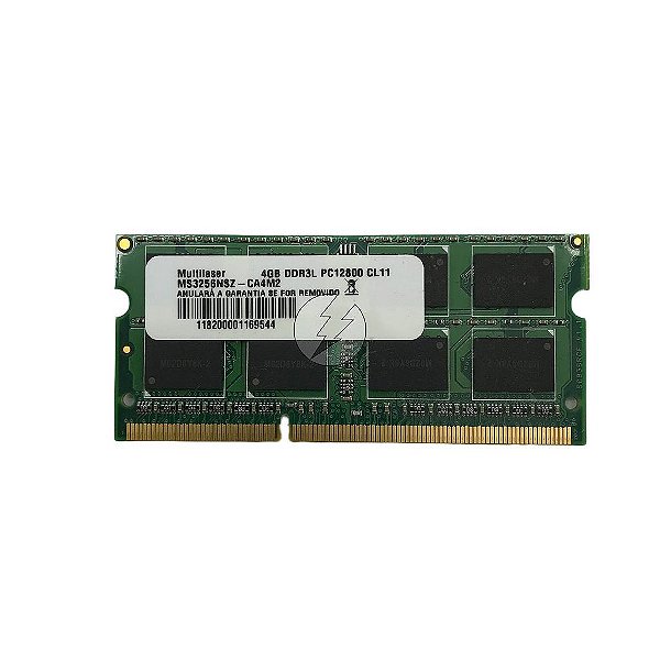 Memória RAM Multilaser MS3256NSZ-CA4M2: DDR3L, 4GB, Rx, 1600MHz, 12800, SODIMM
