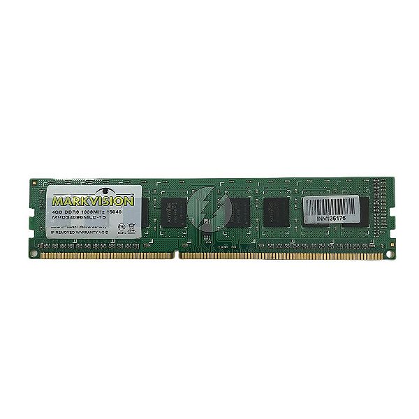 Memória RAM Markvision MVDS4096MLD-13: DDR3, 4GB, Rx, 1333MHz, 10600, UDIMM