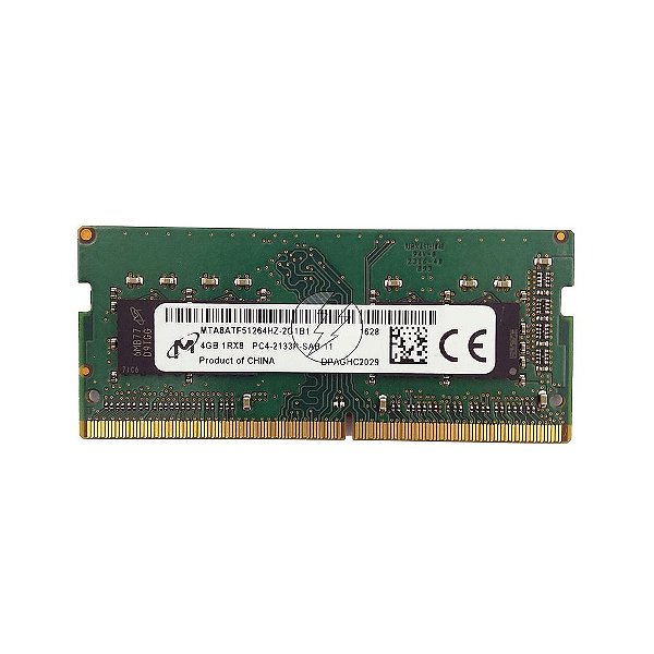 Memória RAM Micron MTA8ATF51264HZ-2G1B1: DDR4, 4GB, 1Rx8, 2133P, SODIMM