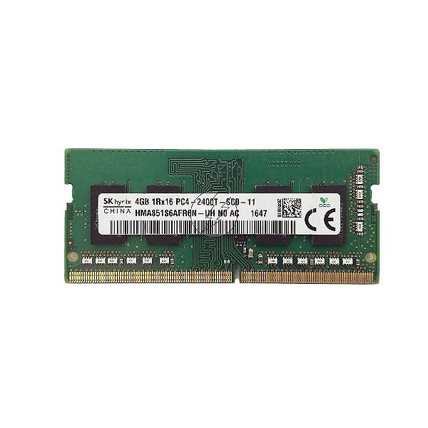 Memória RAM SK hynix HMA851S6AFR6N-UH: DDR4, 4GB, 1Rx16, 2400T, SODIMM