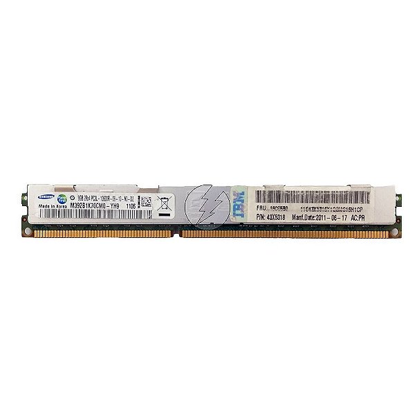 Memória RAM Samsung M392B1K70CM0-YH9 43X5318 16C0580: DDR3L, 8GB, 2Rx4, 1333R, RDIMM, VLP