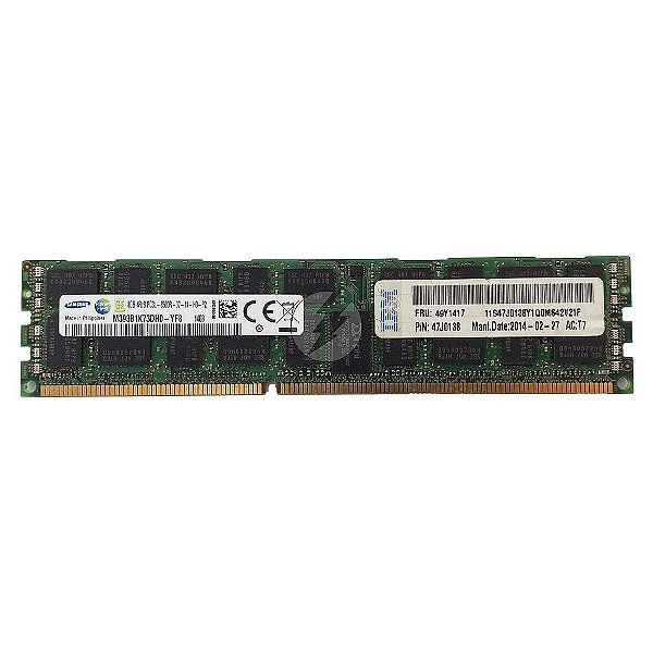 Memória RAM Samsung M393B1K73DH0-YF8 47J0138 49Y1417: DDR3L, 8GB, 4Rx8, 1066R, RDIMM
