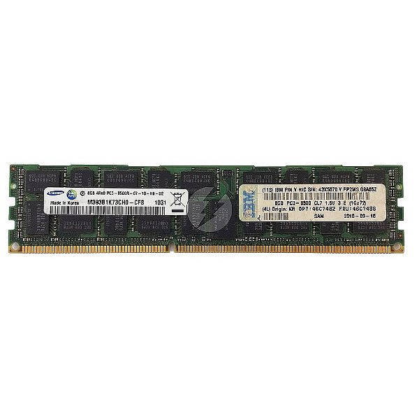 Memória RAM Samsung M393B1K73CH0-CF8 43X5070 46C7488: DDR3, 8GB, 4Rx8, 1066R, RDIMM