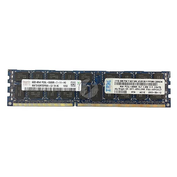 Memória RAM SK hynix HMT31GR7CFR8A-G7 47J0138 49Y1417: DDR3L, 8GB, 4Rx8, 1066R, RDIMM