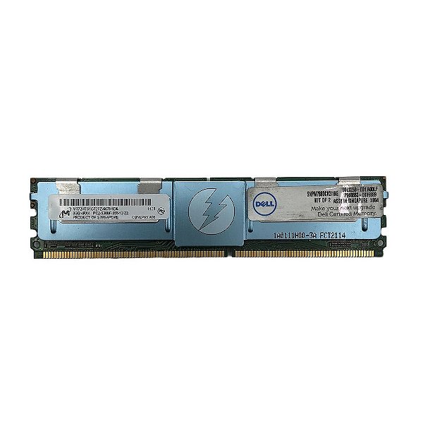 Memória RAM Micron MT72HTS1G72FZ-667H1 SNPM788DCK2/16G 99L0250-001.A00LF: DDR2, 8GB, 4Rx4, 667MHz, 5300F, FBDIMM