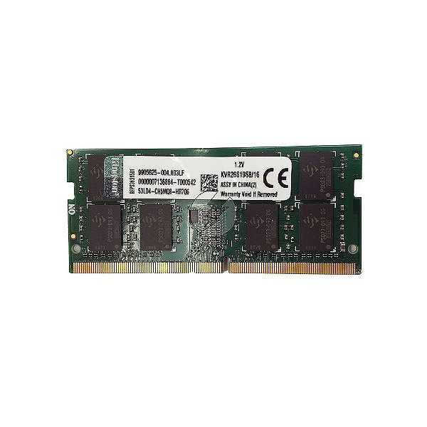 Memória RAM Kingston KVR26S19S8/16: DDR4, 16GB, 1Rx8, 2666, SODIMM