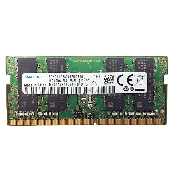 Memória RAM Samsung M471A2K43CB1-CTD 01AG838: DDR4, 16GB, 2Rx8, 2666V, SODIMM