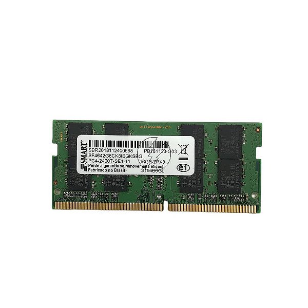 Memória RAM SMART SF4642G8CK8IEGKSBG S164B0GL 0G89G2: DDR4, 16GB, 2Rx8, 2400T, SODIMM