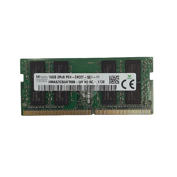 Memória RAM SK hynix HMA82GS6AFR8N-UH: DDR4, 16GB, 2Rx8, 2400T, SODIMM