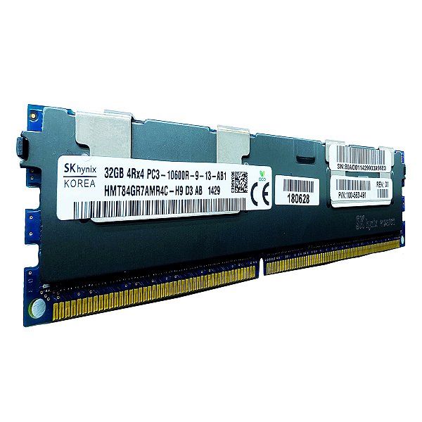 Memória RAM SK hynix HMT84GR7BMR4C-H9 100-563-491: DDR3, 32GB, 4Rx4, 1333MHZ, 10600R, RDIMM