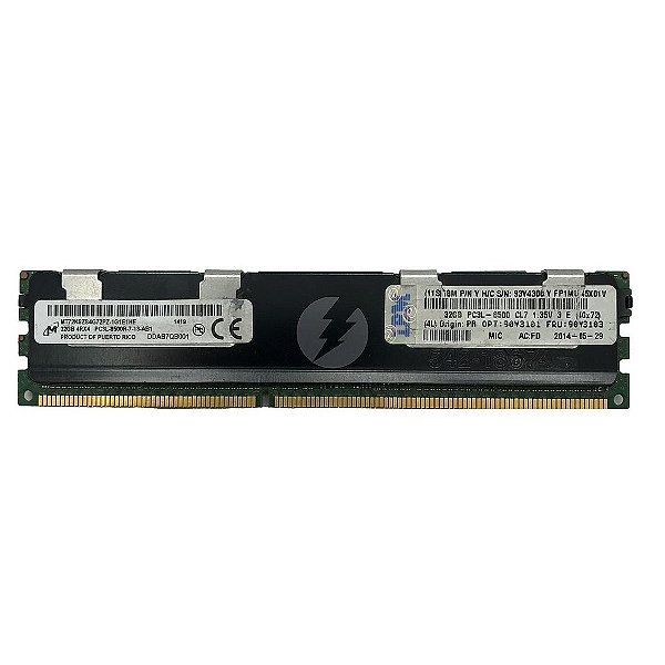 Memória RAM Micron MT72KSZS4G72PZ-1G1E1HE 90Y3103: DDR3L, 32GB, 4Rx4, 1066R, RDIMM