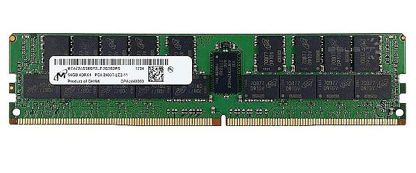 Memória RAM Micron DDR4, 64GB LRDIMM: MTA72ASS8G72LZ-2G3B2 809085-091 para Servidores