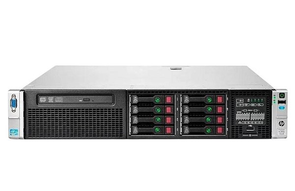 Servidor HP DL380 G8 c/ 8B de 2,5": 2 Xeon 8 Núcleos, Ram 128Gb, 2x SSD 240Gb, Par de Trilhos
