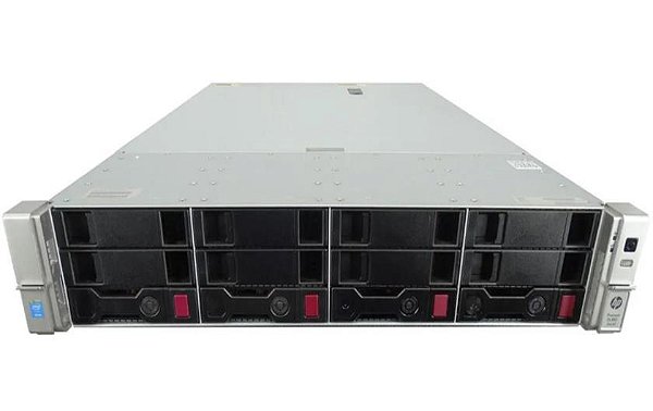 Servidor HP DL380 G9 c/ 12 Baias 3,5”: 2 Xeon 20 Core, Ram 512GB, 2x SSD SAS 400Gb + 4x HD SAS 8TB, QSFP 40Gb, Trilhos.