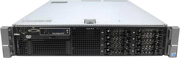 Servidor Dell R710 c/ 8 Baias de 2,5": 2 Xeon OctaCore, Ram 128GB, 2x SAS 300GB.