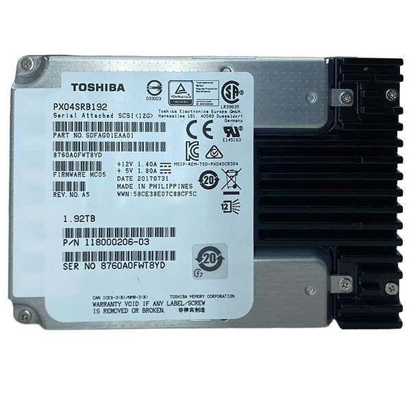 Ssd Sas 1.92TB 12Gb/s PX04SRB192 Enterprise - Garantia 1 Ano