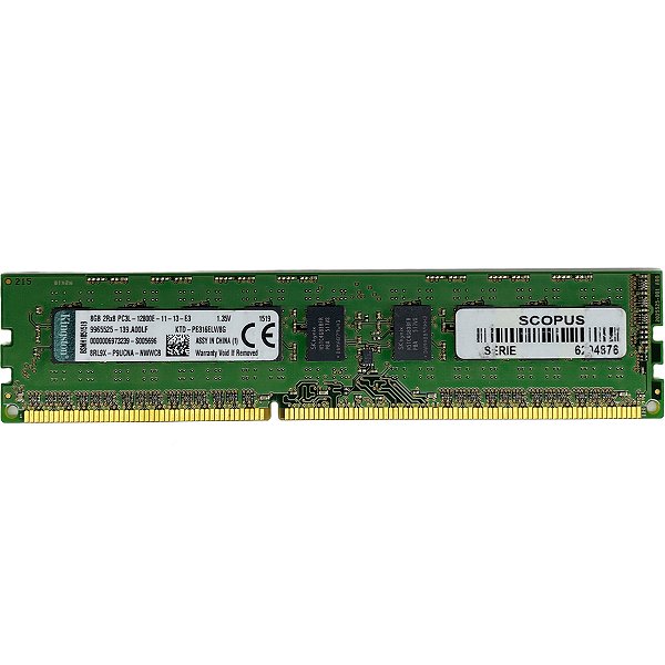 Memória 8 Giga ECC UDIMM 1600 Mhz KTD-PE316ELV/8G