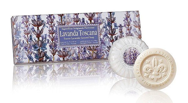 Caixa Presente com Sabonetes Importados de Lavanda de Toscana Redondo 3X100gr Fiorentino – cheio de estilo e personalidade
