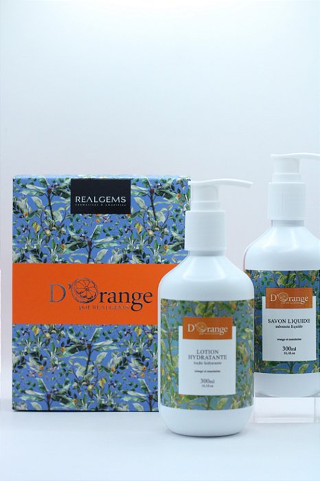Estojo Presente Loção Hidratante 300ml + Sabonete Líquido 300ml D'Orange Florence – presente perfeito para oferecer com carinho