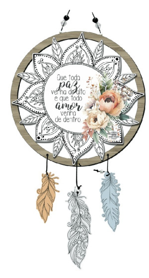 MÓBILE DE PAREDE COM APLIQUE QUE TODA PAZ VENHA...BENÇÃO 30X18 – feito para encantar com suavidade