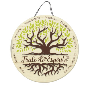QUADRO COM APLIQUE ÁRVORE EM RELEVO FRUTOS DO ESPÍRITO 26 – um presente com significado