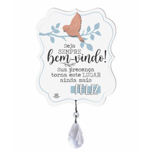 MÓBILE DE PAREDE COM APLIQUE SEJA SEMPRE BEM-VINDO...22X18 – um presente com significado