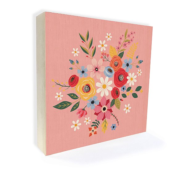 Quadrinho 20x20 Buquê Rosa – para surpreender com charme