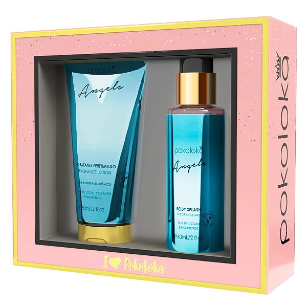 Kit Presente de Bolsa Angels hidratante e body splash 60ml Pokoloka