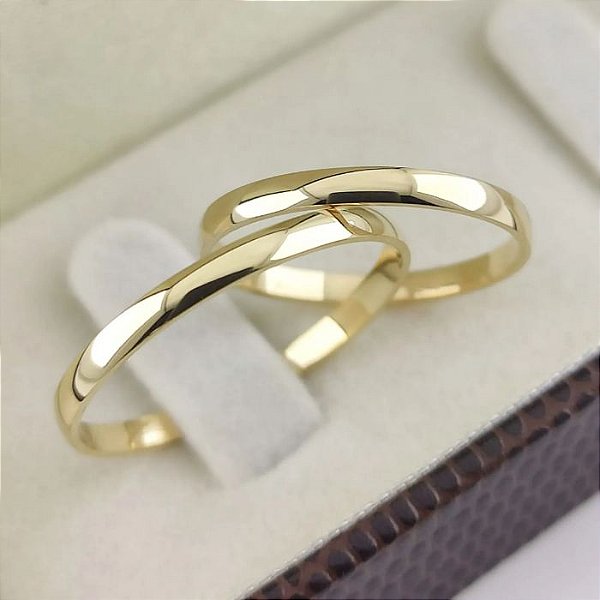 Par Alianças Tradicional Vold 2mm em Ouro Amarelo 18k Legítimo