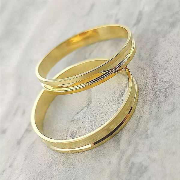 Par Alianças de Casamento Fina Bagesri Ouro 18K 3mm 4g retas