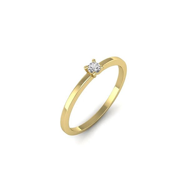 Anel de Noivado Lisboa com Zircônia em Ouro Amarelo 18k